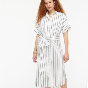 J.Crew Relaxed-Fit Short-Sleeve Cotton Poplin Shirtdress In Stripe-BLK/WHT-SMALL